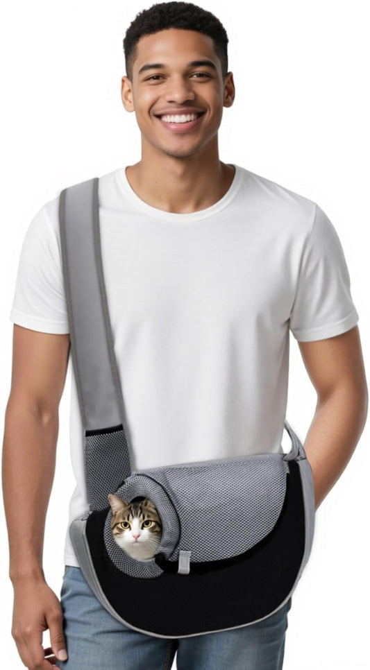 Sac Bandoulière pour Animaux - Sécurisé et Confortable - Respirant et Ajustable