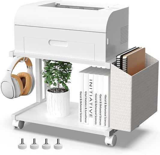 Support d'Imprimante Moderne - Bois à 2 Étages - Avec Sac de Rangement