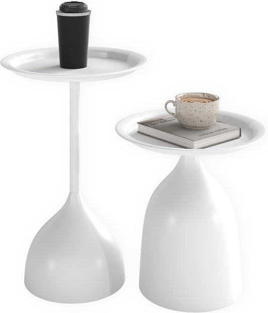 Tables Basses Rondes - Design Moderne - Métal Blanc