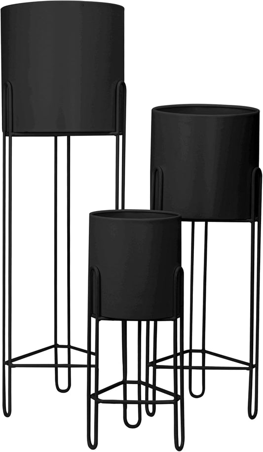 Lot de 3 Supports de Plantes - Design Moderne Blanc - Construction Métal Robuste