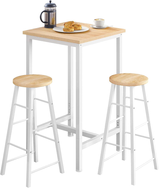 Set de Bar Compacto - Mesa Alta 60x60cm - 2 Tabourets Encastrables