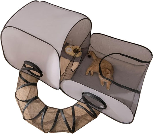 Parc Extérieur pour Chats - Tunnel Circulaire - Clôture Pliable