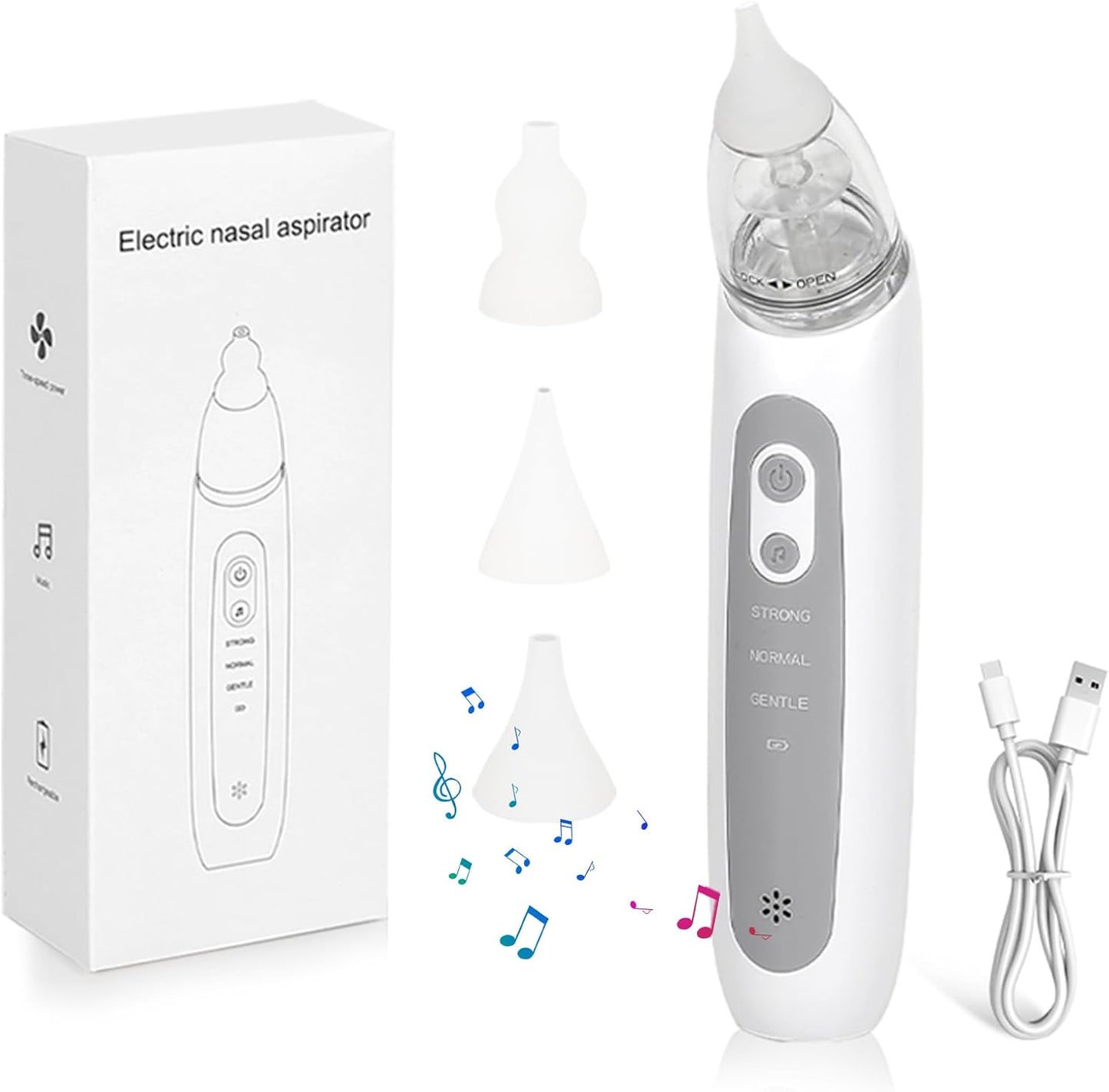 Aspirateur Nasal Électrique - 3 Niveaux d'Aspiration - Silicone Doux