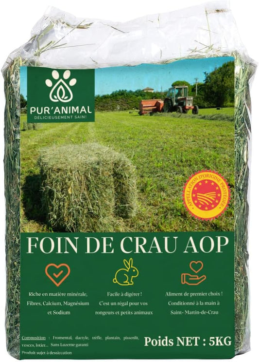 Foin de Crau AOP - Nourriture pour Lapins - 5KG PUR'ANIMAL