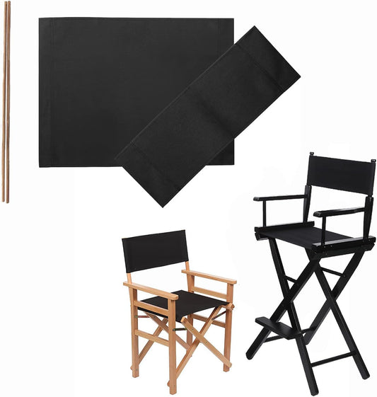 Housse de Rechange pour Chaise de Directeur - Toile Épaisse - Noir