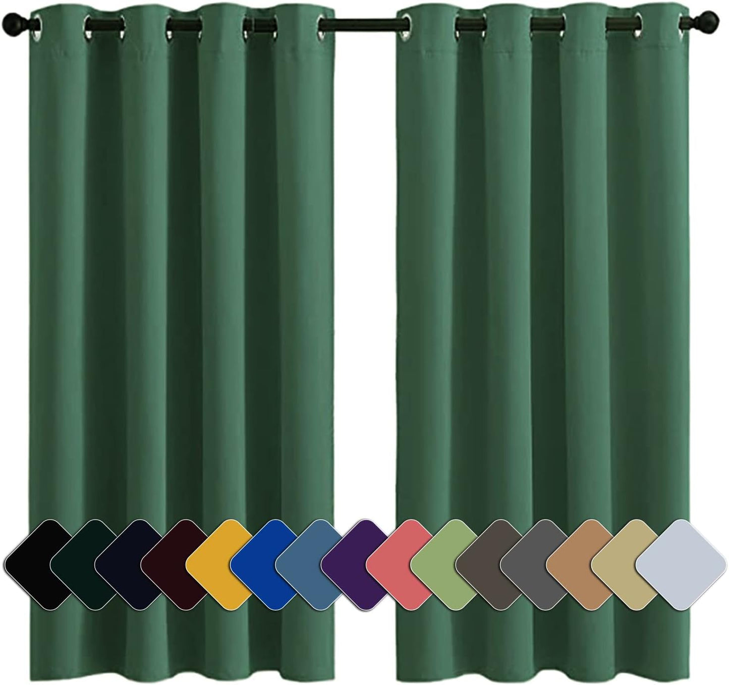Rideaux Opaques - Velours Vert Foncé - Isolant Thermique