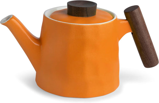 Théière en Porcelaine - Fait Main - Poignée en Palissandre