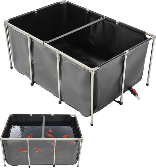 Bassin à Poissons Hors Sol - PVC Renforcé - Cadre en Acier Inoxydable
