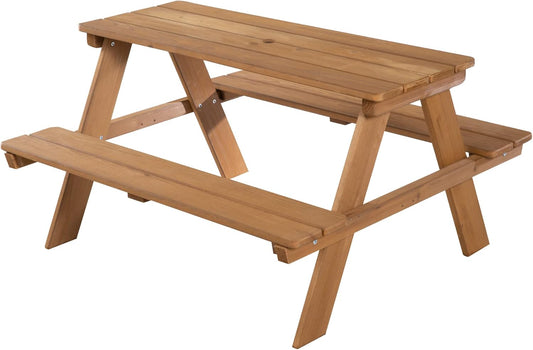 Table de Pique-Nique Enfant - Bois Massif Résistant - Trou de Parasol