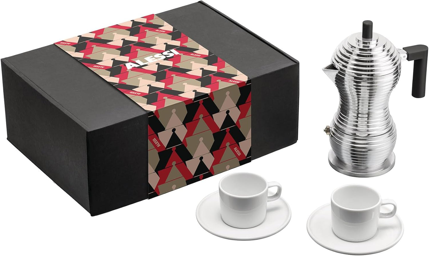 Cafetière Pulcina - Aluminium et Porcelaine - Set avec Tasses Alessi