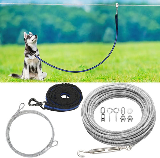 Câble d'attache pour chien - Nylon élastique - Installation facile