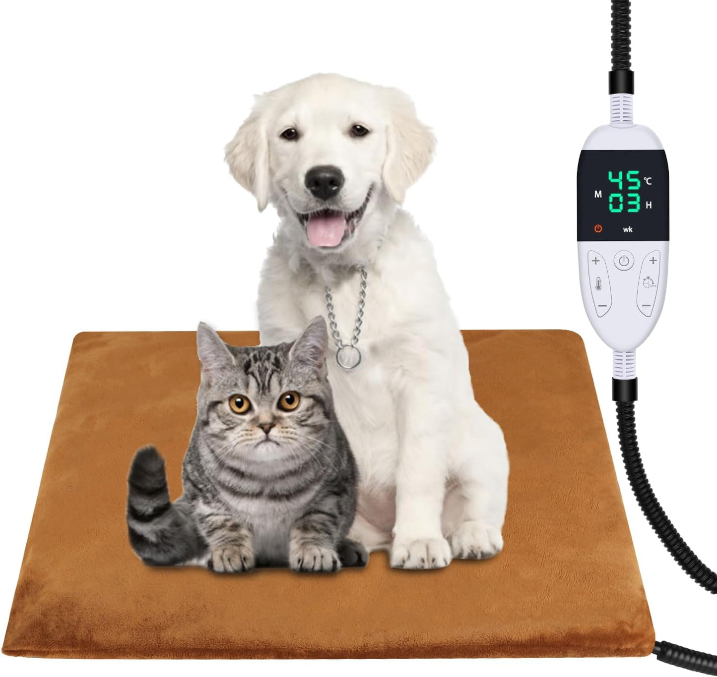 Tapis Chauffant pour Animaux - Température Réglable - Minuterie Intégrée