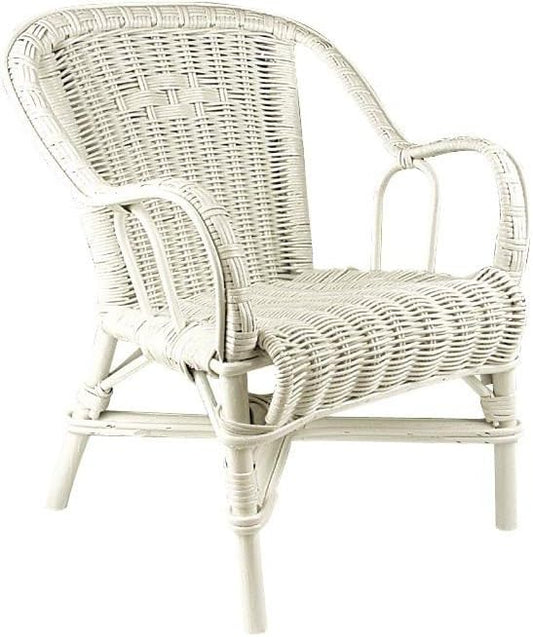 Fauteuil Enfant en Rotin - Blanc - Dimensions 41x42x50 cm