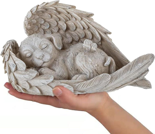 Statue Commémorative pour Animaux - Ange Endormi - Résine Durable