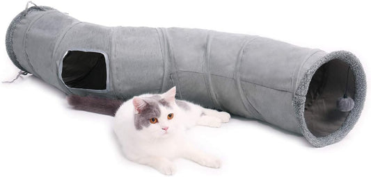 Tunnel pour Chat - Forme S - Pliable avec Boule Suspendue
