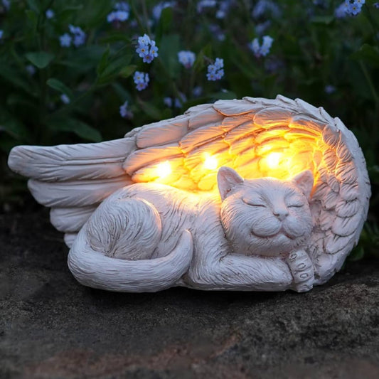 Statue Solaire Commémorative - Croix Lumineuse - Chat Ailé