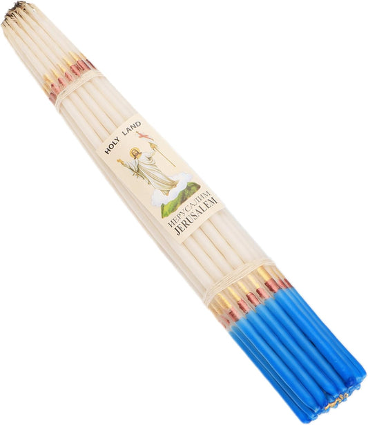 Bougies Rituelles Jérusalem - 33 Bougies Blanches - Hauteur 25cm