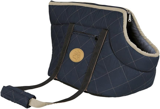Sac de Transport pour Chiens - Microfibre Matelassée - Bleu Foncé/Bleu Clair