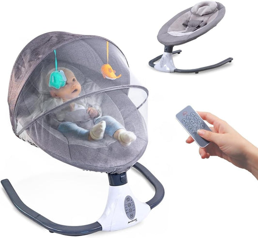 Balancelle Électrique Bébé - 4 Vitesses Réglables - Télécommande Incluse