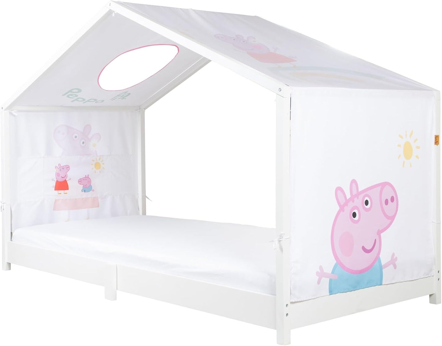 Housse de Lit Cabane - Design Peppa Pig - Fenêtre de Toit Intégrée