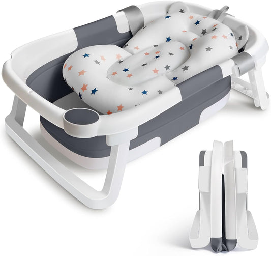 Baignoire Pliable Bébé - Design Antidérapant - Coussin Confortable