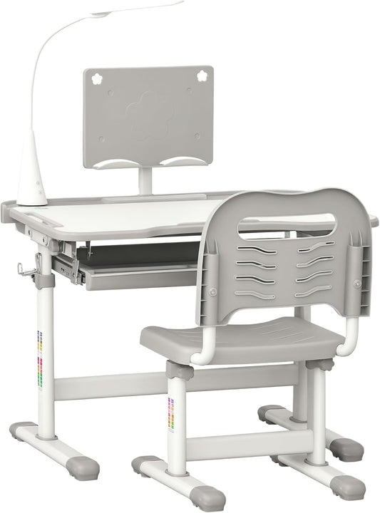 Bureau Enfant Réglable - Lampe LED Intégrée - Multi-Rangement