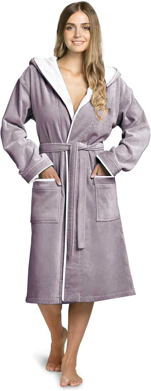 Peignoir de Bain Femme - Coton Velours Premium - Capuche Ultra Doux