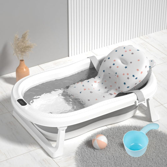 Baignoire Pliable Bébé - Thermomètre Intégré - Coussin de Bain Inclus