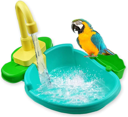 Baignoire Automatique pour Perroquets - Robinet Intégré - Matériau Durable
