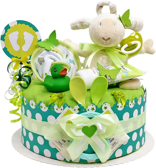 Gâteau de Couches - Neutre Bébé - Cadeau Naissance Original