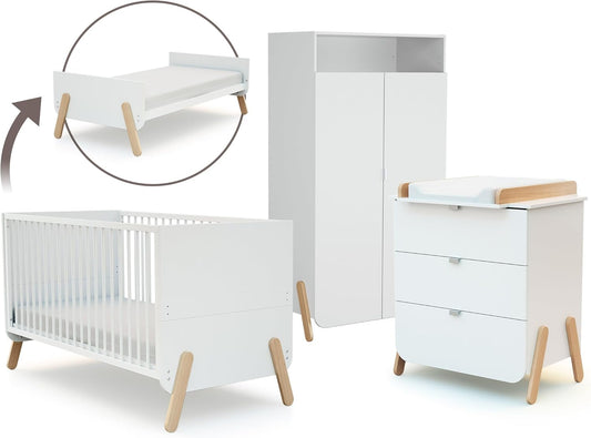 Ensemble Chambre Bébé - Lit Évolutif 70x140 - Commode à Langer