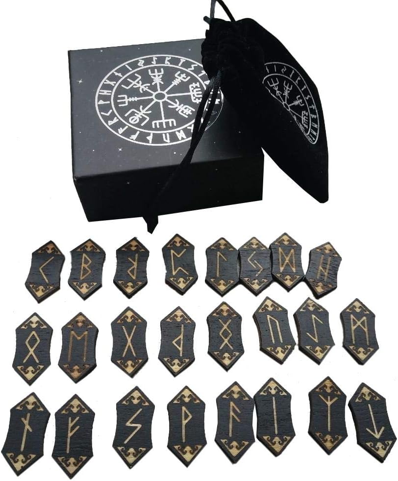 Runes Divinatoires - Pierres Nordiques Gravées - Set avec Sac de Rangement