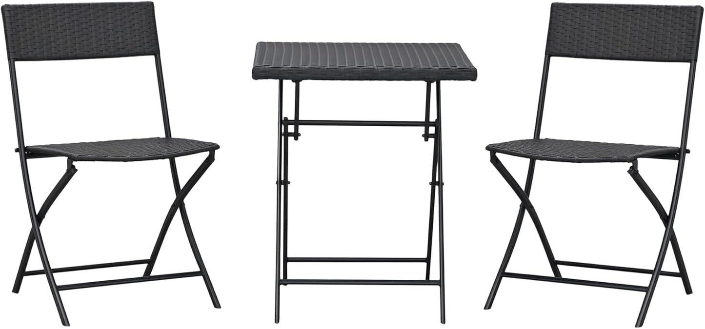 Ensemble de Jardin - Table Carrée Pliable - Chaises Résine Tressée