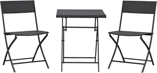Ensemble de Jardin - Table Carrée Pliable - Chaises Résine Tressée