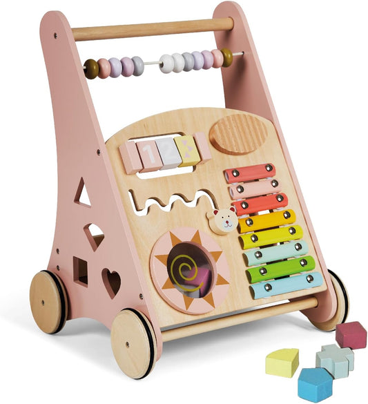 Déambulateur en Bois Montessori - Jouets Sensoriels - Chariot Bébé +12 Mois