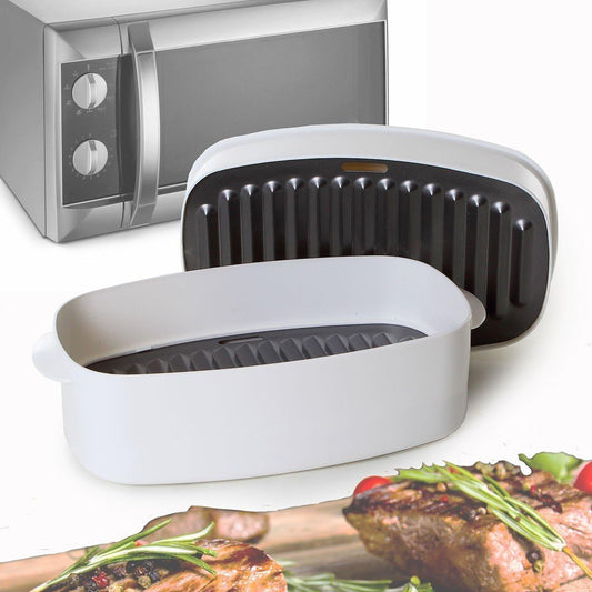 Plat Spécial Grillade Micro-ondes - Grilles en Fonte Antiadhérentes - Poignées Ergonomiques