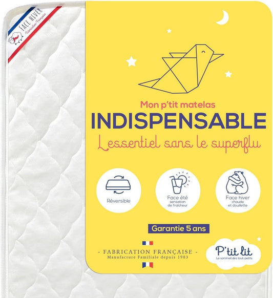 Matelas Bébé Réversible - Face Été Climatisée - Face Hiver Douillette