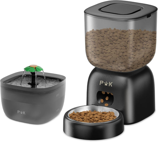 Distributeur Automatique de Croquettes - Batterie 180 Jours - Fontaine à Eau 2L