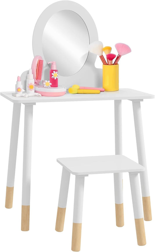 Coiffeuse Enfant avec Tabouret - Sécurisée et Durable - Miroir Intégré