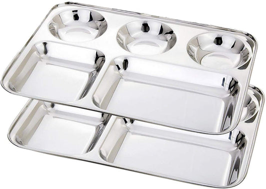 Assiette Ronde Compartimentée - Acier Inoxydable - Micro-ondes & Lave-vaisselle