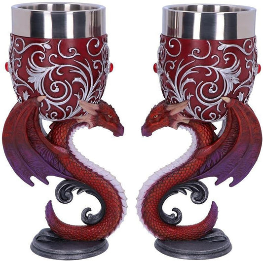 Gobelets en Polyrésine - Dragons Rouges - Forme de Cœur
