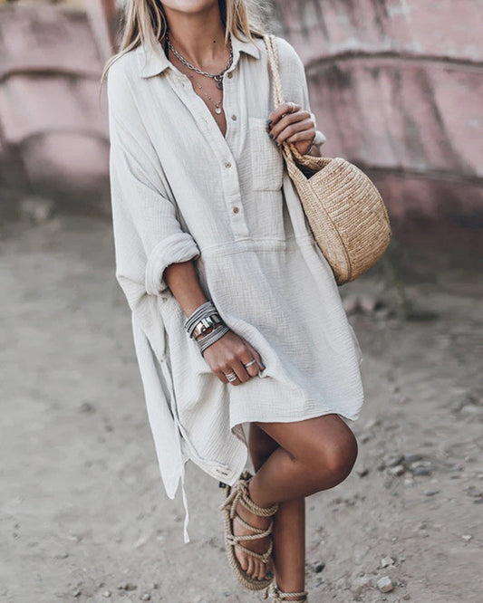 DALIA - ROBE CHEMISE CHIC EN MÉLANGE DE COTON