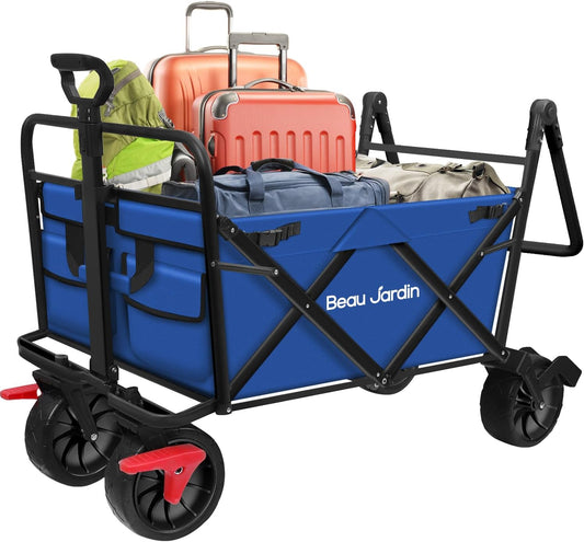 Chariot de Jardinage Pliable - Capacité 220 KG - Roue Avant Rotative