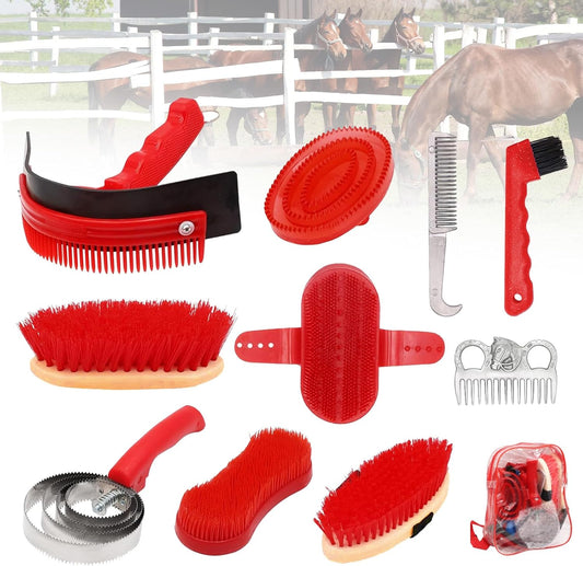 Ensemble de Brosses pour Chevaux - 10 Pièces - Soins de Toilettage