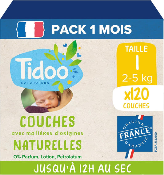 Couches Bébé Écologiques - Protection 12h - Taille 1 2-5 kg