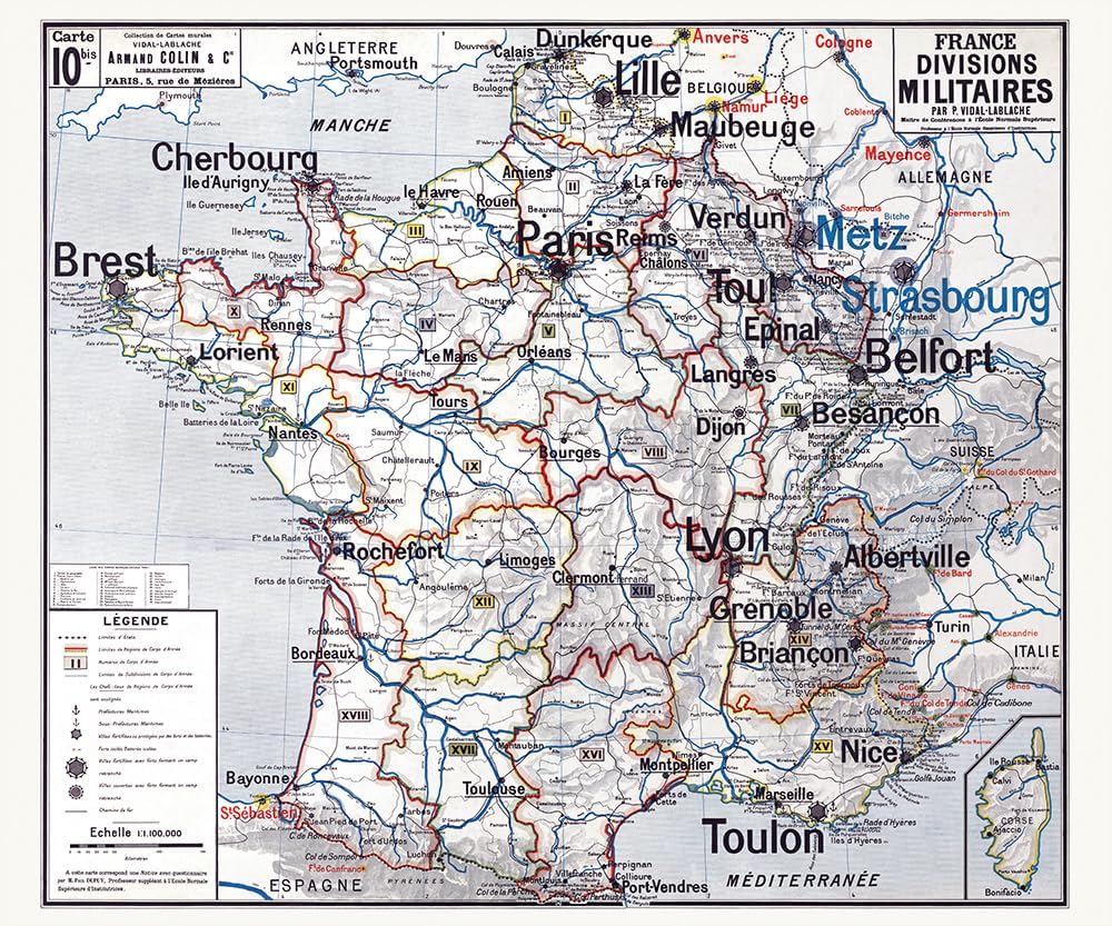 Affiche Décorative - Vidal Lablache - France Divisions Militaires