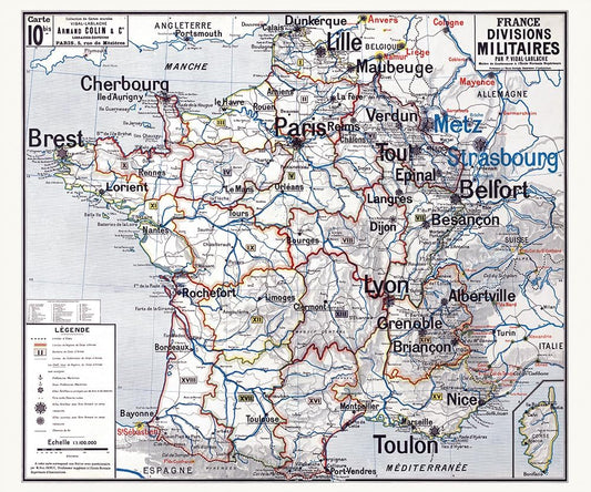 Affiche Décorative - Vidal Lablache - France Divisions Militaires