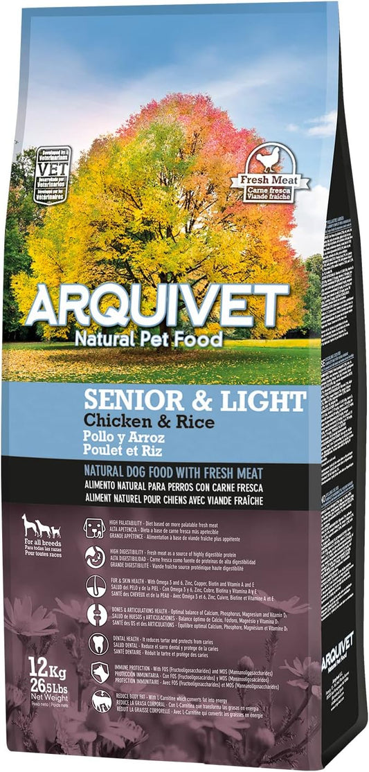 Croquettes pour Chiens Adultes - Poulet et Riz - Senior & Light