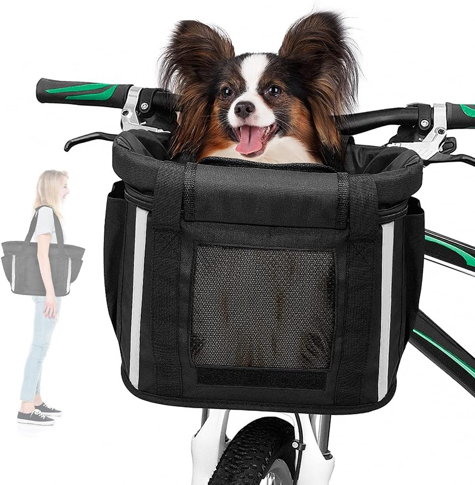 Panier de Vélo pour Chien - Amovible - Sécurisé avec Ceinture