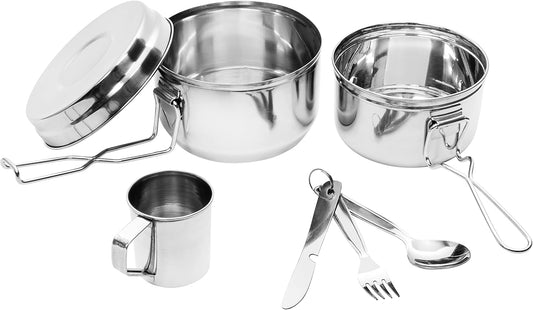 Vaisselle de Camping en Acier Inoxydable - Ensemble Tout-en-Un - Léger et Durable